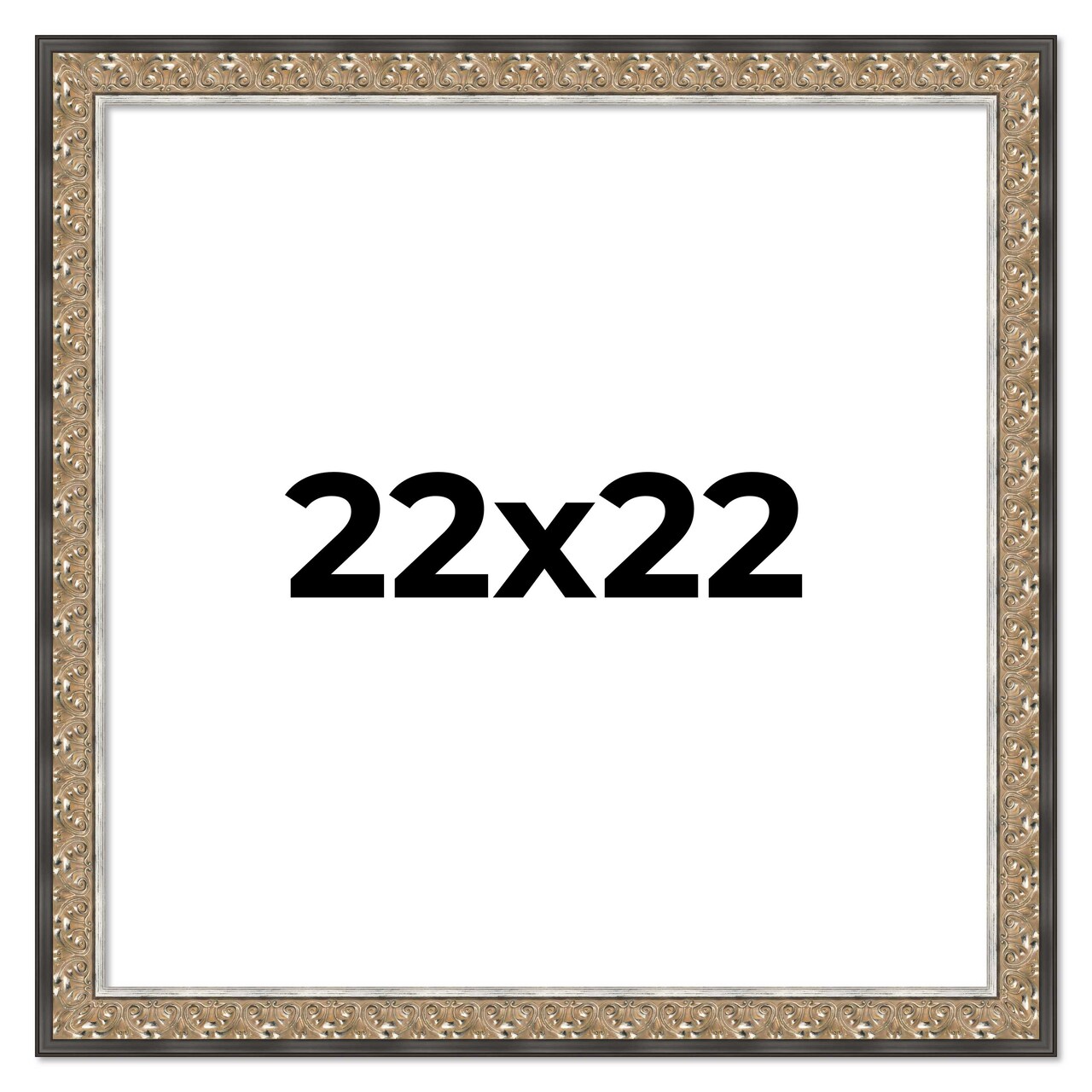 Square Ornate Silver Picture Frame - UV Acrylic, Foam Board Backing, Hanging Hardware